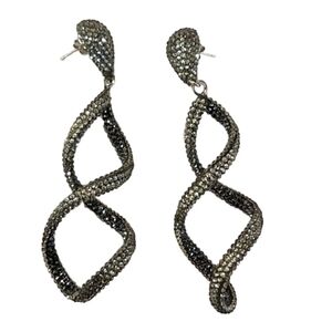 CRYSTAL Spiral Pave Pewter Earrings